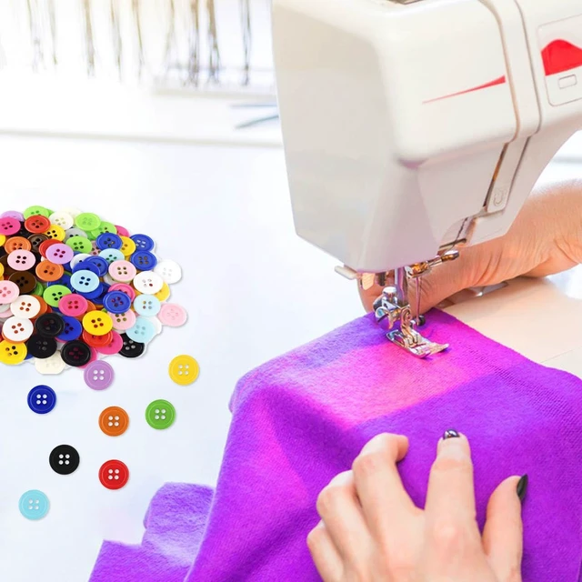Alt view image 5 of 7 - 300 Pack Colorful Buttons for Craft DIY 15 Assorted Colors Resin Round Buttons for Sewing Flatback Button with Box 4 Holes Crafts Buttons Mixed Color Manual Button DIY Handmade Ornament Buttons (15mm)