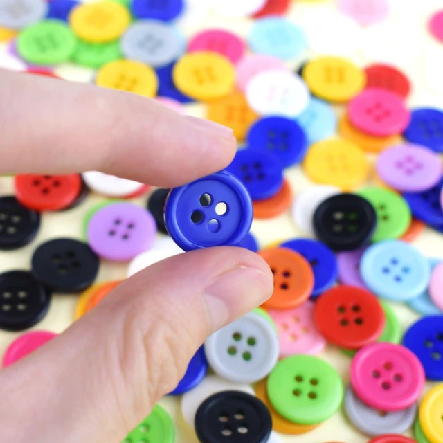 Alt view image 4 of 7 - 300 Pack Colorful Buttons for Craft DIY 15 Assorted Colors Resin Round Buttons for Sewing Flatback Button with Box 4 Holes Crafts Buttons Mixed Color Manual Button DIY Handmade Ornament Buttons (15mm)