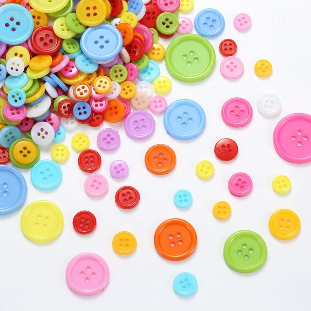 Alt view image 3 of 7 - 320 pcs Colorful Buttons for Crafts DIY, 5 Size Buttons for Sewing Flatback Button Bulk with Box 4 Holes Assorted Button for Crafts and Decoration (9-25mm)