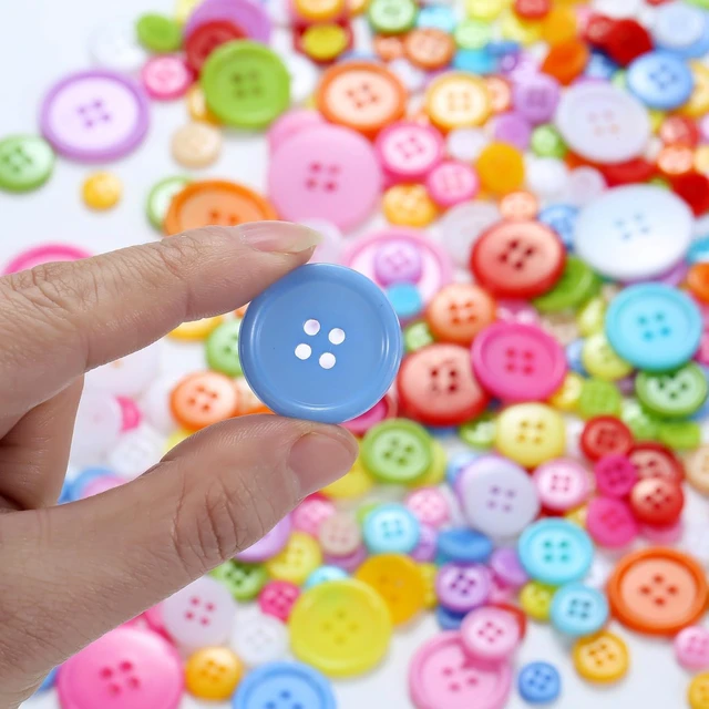 Alt view image 6 of 7 - 320 pcs Colorful Buttons for Crafts DIY, 5 Size Buttons for Sewing Flatback Button Bulk with Box 4 Holes Assorted Button for Crafts and Decoration (9-25mm)