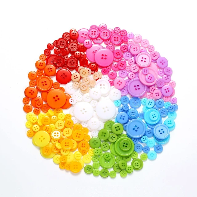 Alt view image 4 of 7 - 320 pcs Colorful Buttons for Crafts DIY, 5 Size Buttons for Sewing Flatback Button Bulk with Box 4 Holes Assorted Button for Crafts and Decoration (9-25mm)