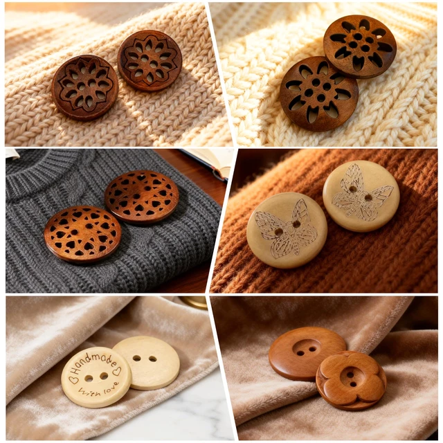 Alt view image 4 of 7 - Assorted Wood Buttons for Sewing Crafts, 125Pcs Handmade Mixed Sewing Wooden Buttons with Storage Box for Clothes Sewing, Art DIY Craft