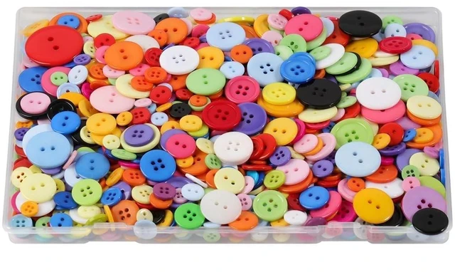 Main image of 1000pcs Buttons for Crafts Colorful Buttons for Clothes, Assorted Sizes Resin Round Decorative Button Bulk for Sewing Crafts DIY Art Painting Kits