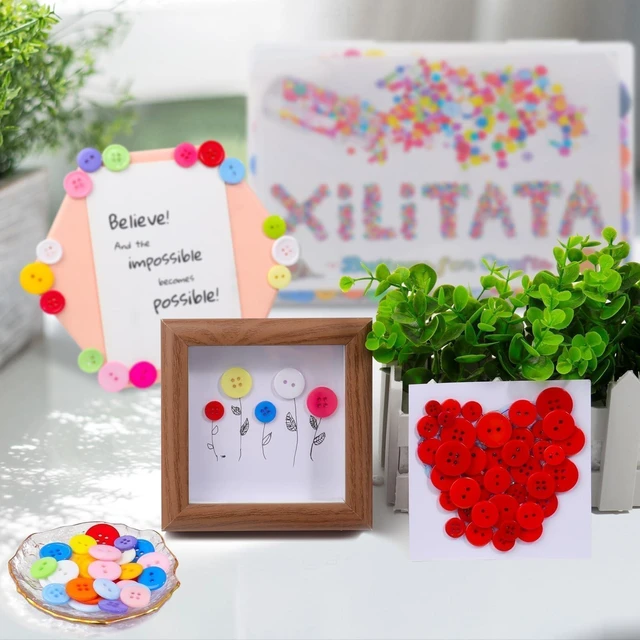 Alt view image 2 of 7 - 1000pcs Buttons for Crafts Colorful Buttons for Clothes, Assorted Sizes Resin Round Decorative Button Bulk for Sewing Crafts DIY Art Painting Kits