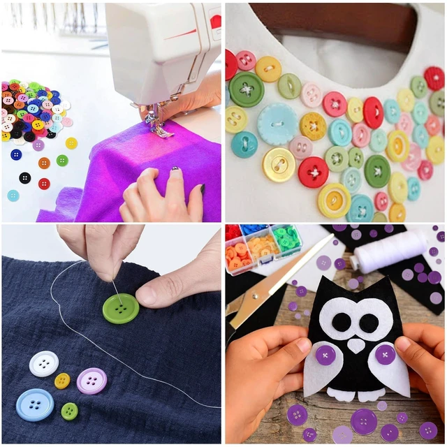 Alt view image 4 of 7 - 1000pcs Buttons for Crafts Colorful Buttons for Clothes, Assorted Sizes Resin Round Decorative Button Bulk for Sewing Crafts DIY Art Painting Kits
