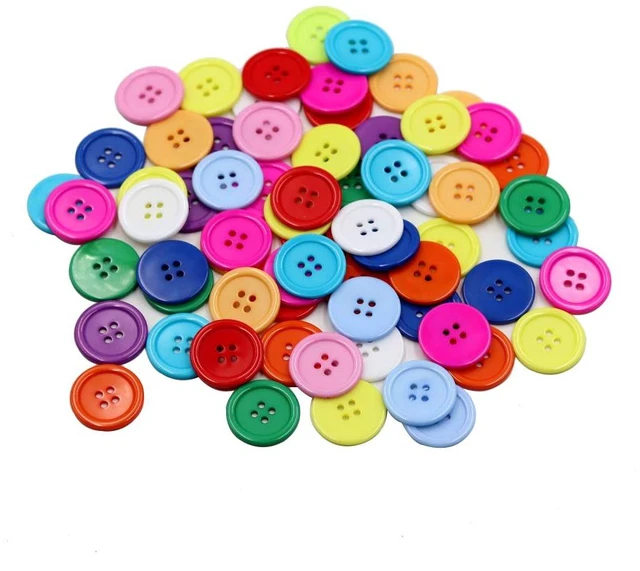 Main image of 1 Inch Buttons Sewing Flatback Resin Button 12 Mixed Colors Pack of 100