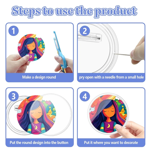 Alt view image 6 of 7 - 3 Inch Clear Acrylic Button Pins - 20 Pack DIY Custom Design Buttons,Pin Backs & Blanks for Sublimation, Crafts,Photo Badges for DIY Gifts & School Projects,Teams, Events Badges (3 Inch)
