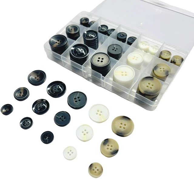 Alt view image 2 of 7 - 110Pcs Mixed Sewing Buttons, 4-Hole Craft Round Blazer Buttons, 5 Color 3 Size(15mm/20mm/25mm),Suitable for Sewing,Clothes,Suit,Coat,Buttons.
