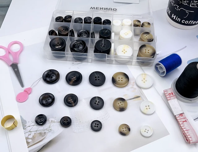 Alt view image 3 of 7 - 110Pcs Mixed Sewing Buttons, 4-Hole Craft Round Blazer Buttons, 5 Color 3 Size(15mm/20mm/25mm),Suitable for Sewing,Clothes,Suit,Coat,Buttons.