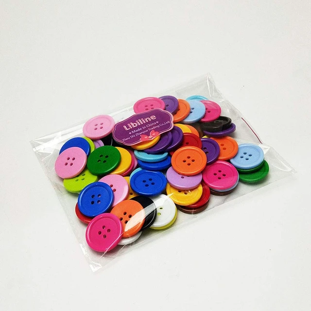 Alt view image 3 of 3 - 100pcs Resin Button Solid Color 4Holes Craft Clothe Sewing Card Making Sweater Shirt (Multi-Color, 3/4"(20mm))