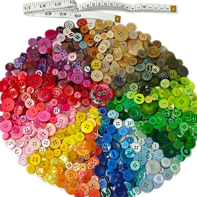 Main image of 500-700PCS Asst Color&Size Art Buttons for Crafts with 60Inch Tape Measure | With 60in Tape Measure
