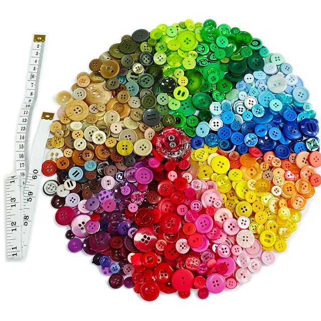 Alt view image 2 of 7 - 500-700PCS Asst Color&Size Art Buttons for Crafts with 60Inch Tape Measure | With 60in Tape Measure