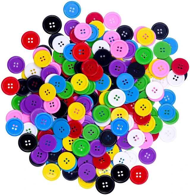 Main image of 240 PCS in 8 Colors Round Multicolored 4 Holes Resin Buttons 25mm for Sewing Craft (1 Inch)