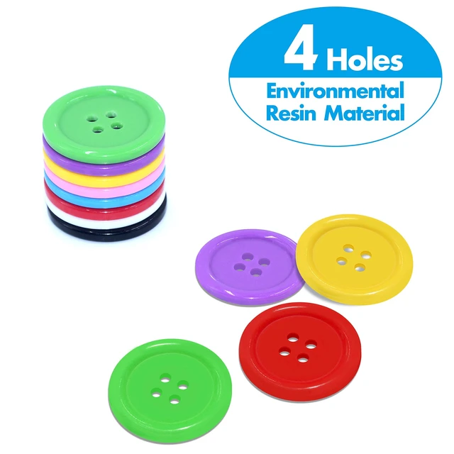 Alt view image 4 of 6 - 240 PCS in 8 Colors Round Multicolored 4 Holes Resin Buttons 25mm for Sewing Craft (1 Inch)