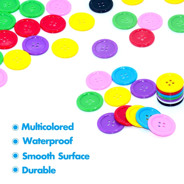 Alt view image 5 of 6 - 240 PCS in 8 Colors Round Multicolored 4 Holes Resin Buttons 25mm for Sewing Craft (1 Inch)