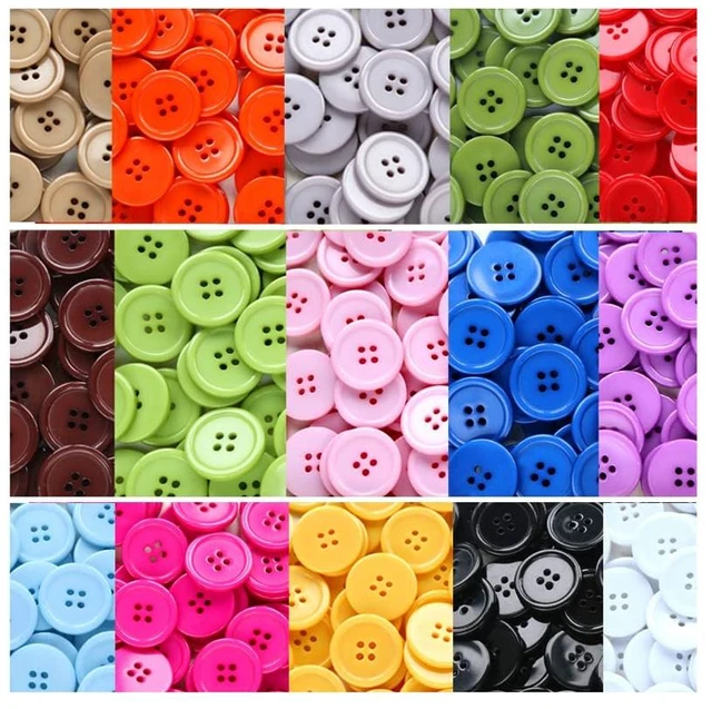 Main image of 1 Inch (25mm) 15 Colors Assorted Buttons Sewing Flatback Button Multicolors Pack of 90 with Box (Each Color 6 pcs)