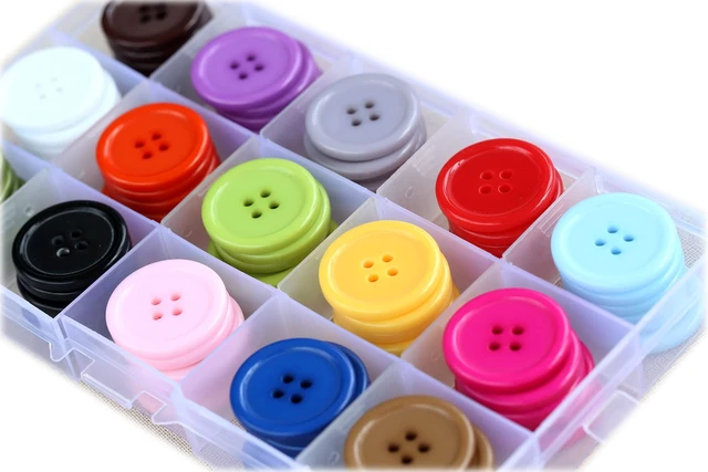Alt view image 2 of 6 - 1 Inch (25mm) 15 Colors Assorted Buttons Sewing Flatback Button Multicolors Pack of 90 with Box (Each Color 6 pcs)