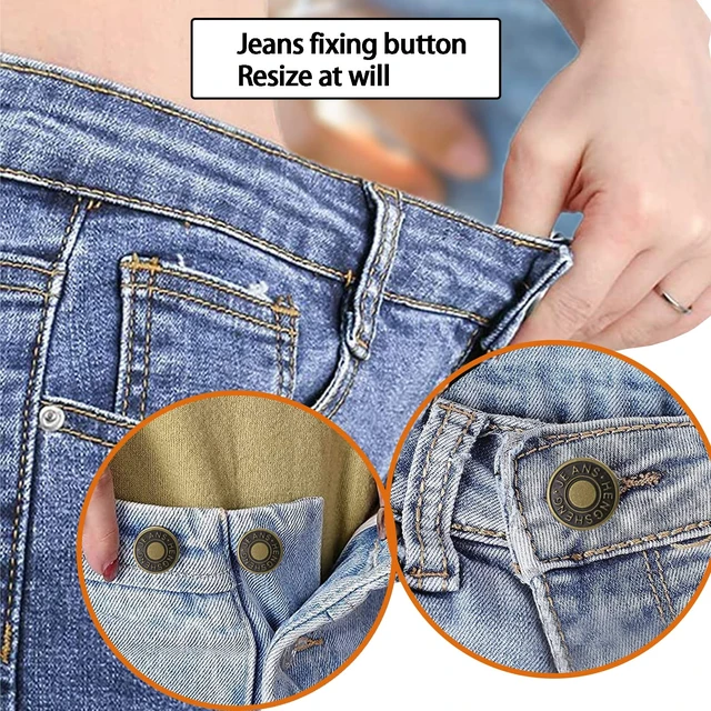 Alt view image 3 of 7 - Buttons for Jeans,17 mm no-sew nailess Removable Metal Jeans Buttons Replacement Repair Combo Thread Rivets and Screwdrivers,12 Replacement Buttons, Simple Installation, Reusable.