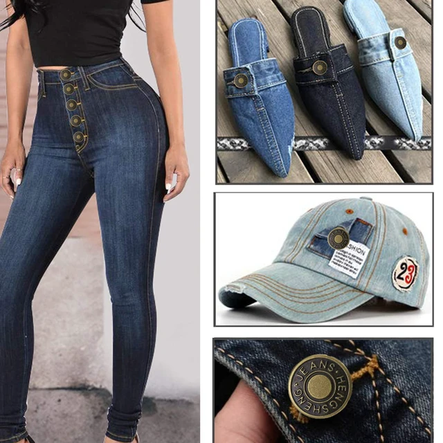 Alt view image 2 of 7 - Buttons for Jeans,17 mm no-sew nailess Removable Metal Jeans Buttons Replacement Repair Combo Thread Rivets and Screwdrivers,12 Replacement Buttons, Simple Installation, Reusable.