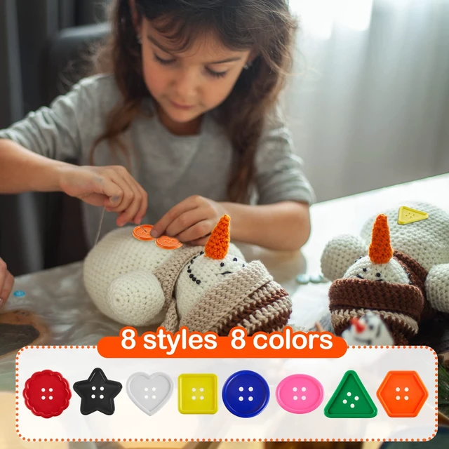 Alt view image 5 of 6 - 150 Pieces Big Bright Buttons 8 Colors 8 Shapes for Kids Crafts | Large Colorful Craft Buttons for Toddlers, Crochet Knitting Sewing, Sorting Activities, Classroom Art, Handmade Gifts
