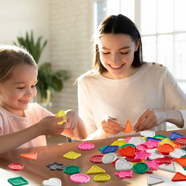 Alt view image 6 of 6 - 150 Pieces Big Bright Buttons 8 Colors 8 Shapes for Kids Crafts | Large Colorful Craft Buttons for Toddlers, Crochet Knitting Sewing, Sorting Activities, Classroom Art, Handmade Gifts