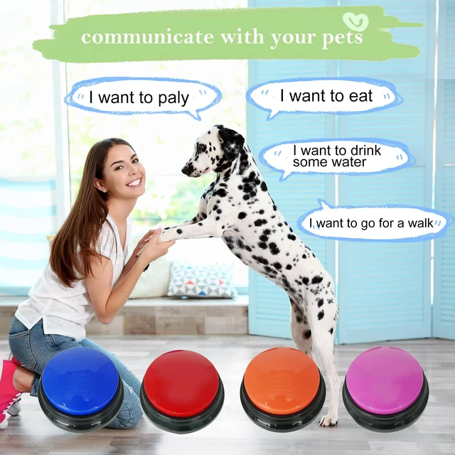 Alt view image 2 of 6 - Set of 4 Dog Buttons for Communication, Voice Recordable Buttons for Classroom, Dog Training Talking Buttons Starter Set, Pet Easy Speaking Buttons Tools