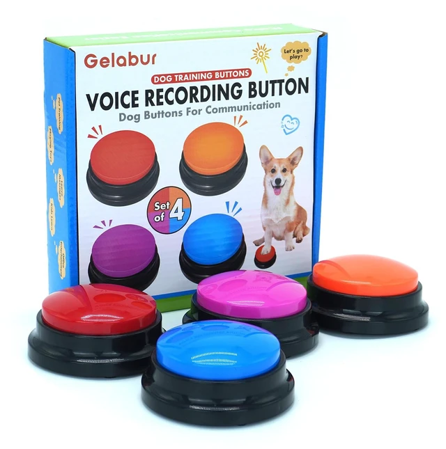 Main image of Set of 4 Dog Buttons for Communication, Voice Recordable Buttons for Classroom, Dog Training Talking Buttons Starter Set, Pet Easy Speaking Buttons Tools