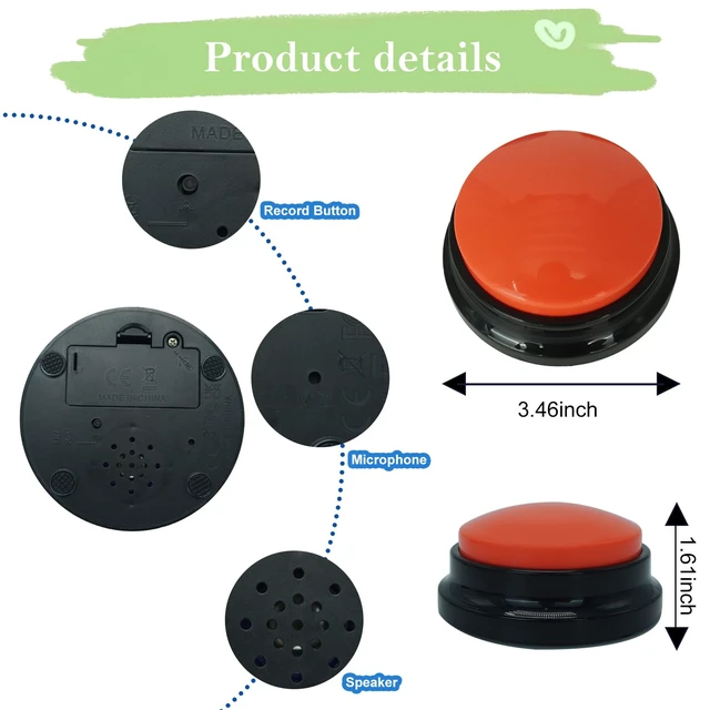 Alt view image 6 of 6 - Set of 4 Dog Buttons for Communication, Voice Recordable Buttons for Classroom, Dog Training Talking Buttons Starter Set, Pet Easy Speaking Buttons Tools