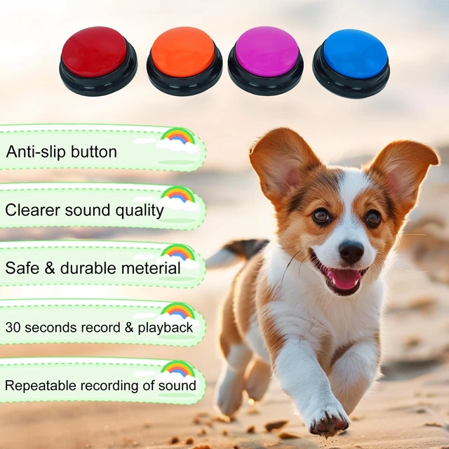 Alt view image 3 of 6 - Set of 4 Dog Buttons for Communication, Voice Recordable Buttons for Classroom, Dog Training Talking Buttons Starter Set, Pet Easy Speaking Buttons Tools