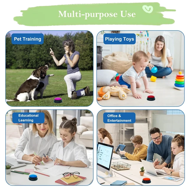 Alt view image 5 of 6 - Set of 4 Dog Buttons for Communication, Voice Recordable Buttons for Classroom, Dog Training Talking Buttons Starter Set, Pet Easy Speaking Buttons Tools
