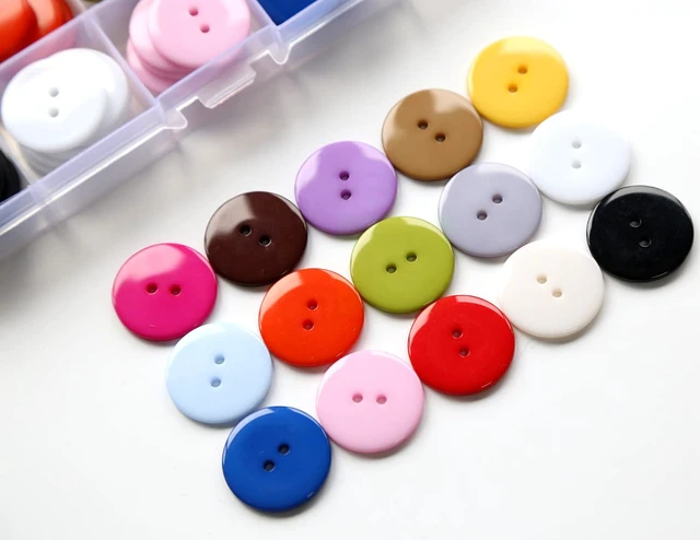 Alt view image 2 of 3 - 1 Inch (25mm) 15 Colors Assorted Buttons 2 Holes Resin Button for Sewing and Craft Pack of 105pcs (Each Color 7 PCS)