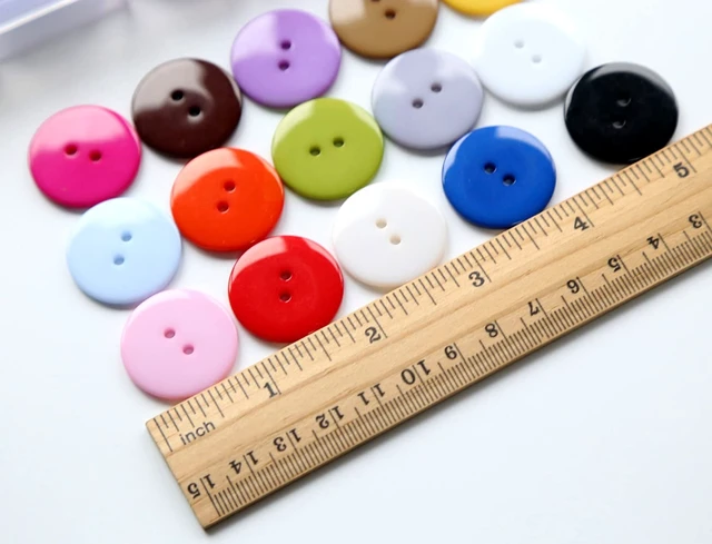 Alt view image 3 of 3 - 1 Inch (25mm) 15 Colors Assorted Buttons 2 Holes Resin Button for Sewing and Craft Pack of 105pcs (Each Color 7 PCS)