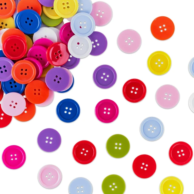 Alt view image 2 of 7 - 100 Pack 1 Inch Buttons Flatback Sewing Colored for Arts & Crafts, Fashion Clothing, DIY Projects (Assorted)