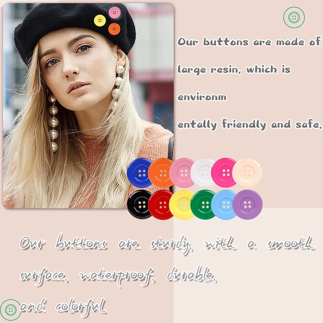 Alt view image 2 of 7 - 50Pcs 1.5inch(38mm) Sewing Resin Buttons Round Shape 4 Holes Craft Buttons for Sewing Scrapbooking and DIY Craft Multicolored
