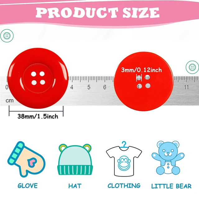 Alt view image 3 of 7 - 50Pcs 1.5inch(38mm) Sewing Resin Buttons Round Shape 4 Holes Craft Buttons for Sewing Scrapbooking and DIY Craft Multicolored