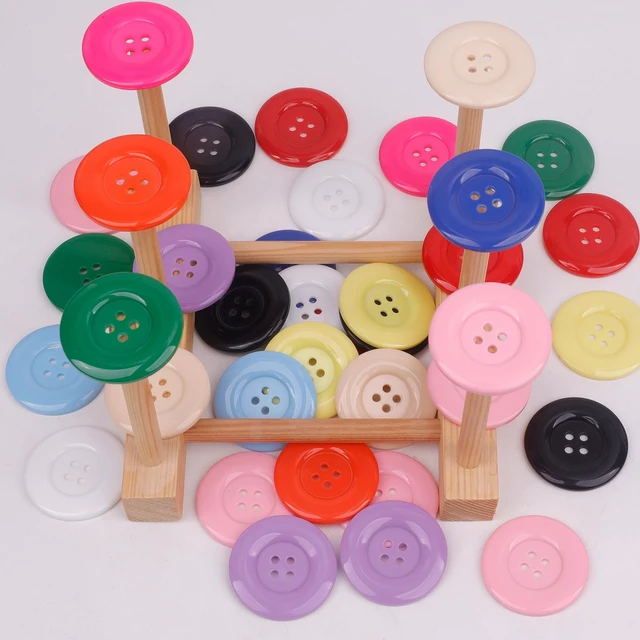 Alt view image 5 of 7 - 50Pcs 1.5inch(38mm) Sewing Resin Buttons Round Shape 4 Holes Craft Buttons for Sewing Scrapbooking and DIY Craft Multicolored