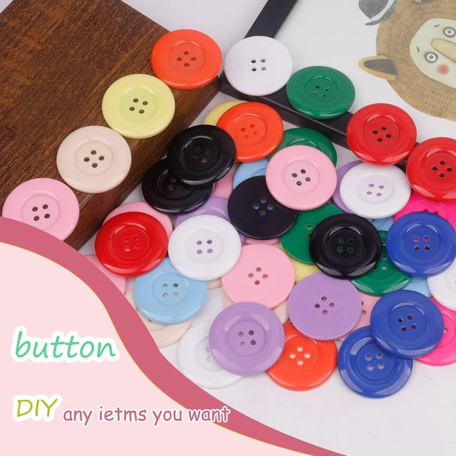Alt view image 4 of 7 - 50Pcs 1.5inch(38mm) Sewing Resin Buttons Round Shape 4 Holes Craft Buttons for Sewing Scrapbooking and DIY Craft Multicolored