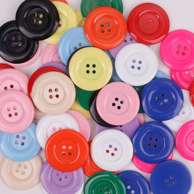 Alt view image 6 of 7 - 50Pcs 1.5inch(38mm) Sewing Resin Buttons Round Shape 4 Holes Craft Buttons for Sewing Scrapbooking and DIY Craft Multicolored