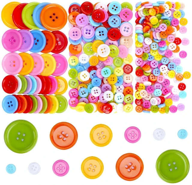 Main image of 600pcs 6-Size Assorted Round Resin Buttons, 4-Hole Colorful Bulk | Assorted Sizes Colorful Bulk for Sewing Clothes, Manual Painting Art, DIY Handmade Ornaments, and Creative Craft Projects