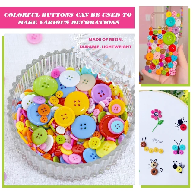 Alt view image 3 of 7 - 600pcs 6-Size Assorted Round Resin Buttons, 4-Hole Colorful Bulk | Assorted Sizes Colorful Bulk for Sewing Clothes, Manual Painting Art, DIY Handmade Ornaments, and Creative Craft Projects