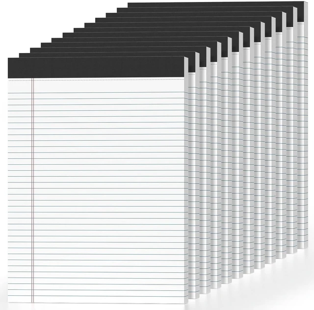 Main image of 12 Pcs Legal Pads 8.5" x 11" College Ruled Note Pads 8.5 x 11.75 Inch Micro-Perforated Notepad 360 Sheets in Total Lined Writing Paper Notebook for Office, School Supplies & To-Do Lists 30 Sheets/Pad