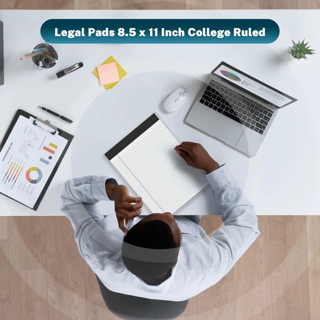 Alt view image 6 of 7 - 12 Pcs Legal Pads 8.5" x 11" College Ruled Note Pads 8.5 x 11.75 Inch Micro-Perforated Notepad 360 Sheets in Total Lined Writing Paper Notebook for Office, School Supplies & To-Do Lists 30 Sheets/Pad
