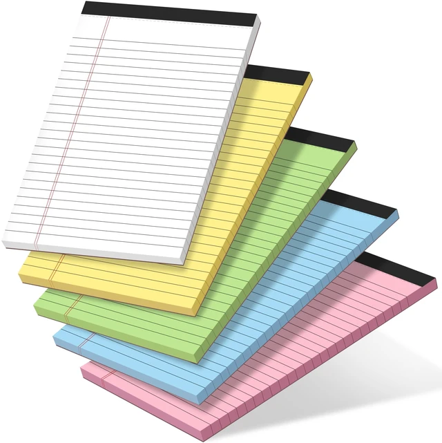 Main image of 5Pack Note Pads 5x8,Legal Pads Multicolor College Ruled Legal Pads | 30 Sheets/Pad,Easy To Peel Off Memo Scratch Pads For Office Supplies,School,Work And Daily To-Do Lists