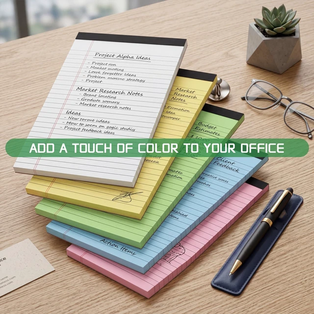 Alt view image 6 of 7 - 5Pack Note Pads 5x8,Legal Pads Multicolor College Ruled Legal Pads | 30 Sheets/Pad,Easy To Peel Off Memo Scratch Pads For Office Supplies,School,Work And Daily To-Do Lists