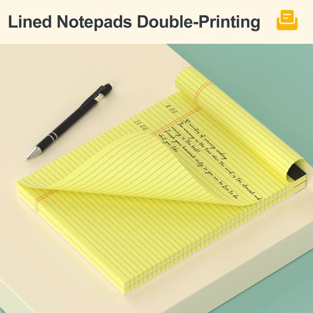 Alt view image 5 of 7 - 8 Pack Yellow Legal Pads 8.5 x 11 Yellow Notepads Narrow Ruled Writing Pad Narrow Ruled Note Pads Double-Sided Recycled Paper, 30 Sheets/Notepad, Writing Pads 8.5 x 11 for Home,School,Office,Students