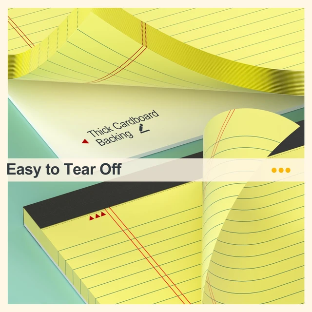 Alt view image 4 of 7 - 8 Pack Yellow Legal Pads 8.5 x 11 Yellow Notepads Narrow Ruled Writing Pad Narrow Ruled Note Pads Double-Sided Recycled Paper, 30 Sheets/Notepad, Writing Pads 8.5 x 11 for Home,School,Office,Students