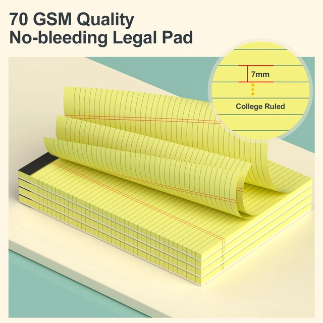 Alt view image 3 of 7 - 8 Pack Yellow Legal Pads 8.5 x 11 Yellow Notepads Narrow Ruled Writing Pad Narrow Ruled Note Pads Double-Sided Recycled Paper, 30 Sheets/Notepad, Writing Pads 8.5 x 11 for Home,School,Office,Students