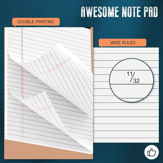 Alt view image 3 of 7 - 3 Pack White Legal Pads 8.5 x 11 Note Pads, Wide Ruled White Legal Notepads | Micro Perforated Lined Note Writing Pads 30 Sheets per Notepad Double-Side Printed Note Pad 8.5x11'' for Home