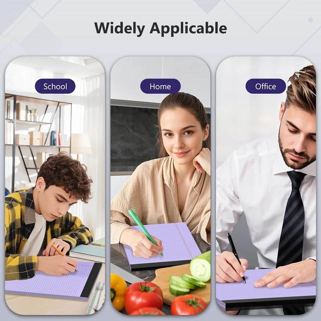 Alt view image 7 of 7 - 2 Pack Legal Pads 8.5 x 11 College Ruled 100 Sheets Purple Note Pads 8.5" x 11" Lined Paper Chipboard-Backed Notepad with Micro-Perforated Notebook Paper for Office & School Supplies 50 Sheets/Pad