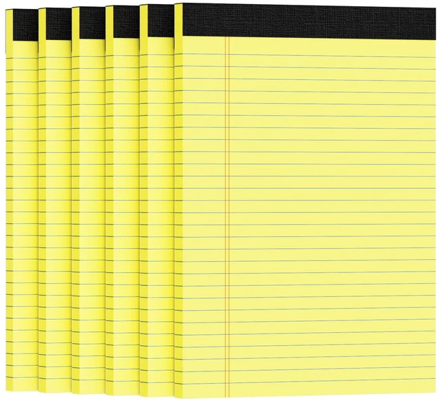 Main image of 6pcs Legal Pads 8.5 x 11, Yellow Notepad 8.5 x 11.75 College Ruled | Writing Pads of Paper,30 Sheets/Pad, Yellow Note Pads, Notebook 8.5x11.75, Perforate Legal Notepads Narrow Ruled Line